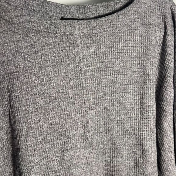 J. Jill Wearever Collection Boxy Drop Shoulder Top Sz Large Waffle Weave Gray - Picture 9 of 12